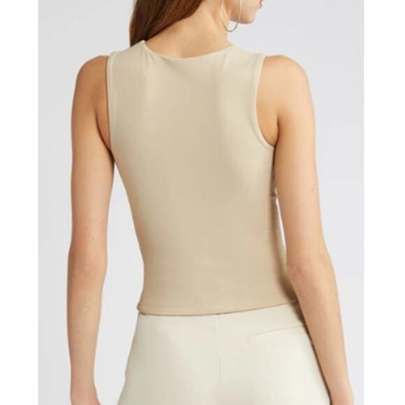 New ~ OPEN EDIT , NORDSTROM ~ Tan Oxford Smooth Edit Crewneck Tank Top Size M - Picture 3 of 10